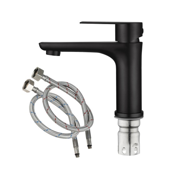 Stainless Steel Bathroom Sink Vanity Basin Mixer Tap Counter Top Faucet Matte Black Stainless Steel Bathroom Sink Vanity Basin Mixer Tap Counter Top Faucet Matte Black